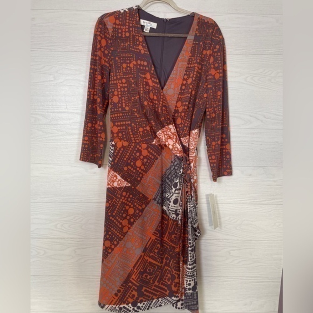 NWT Ivy Blu Geometric Wrap Dress Size 10 | Boho Contemporary Spring